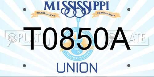 T0850A Mississippi License Plate