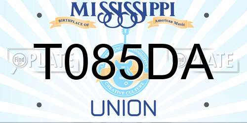 T085DA Mississippi License Plate