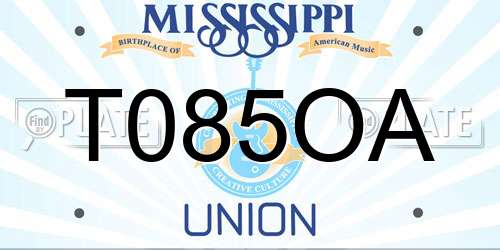 T085OA Mississippi License Plate