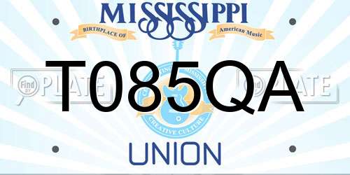 T085QA Mississippi License Plate