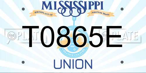 T0865E Mississippi License Plate