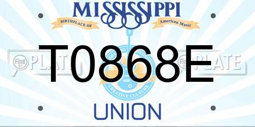 T0868E Mississippi License Plate