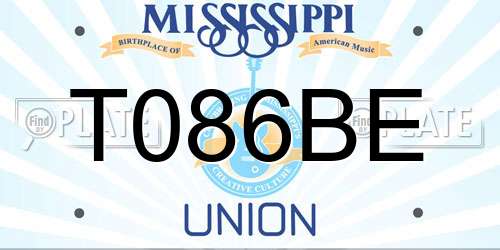T086BE Mississippi License Plate