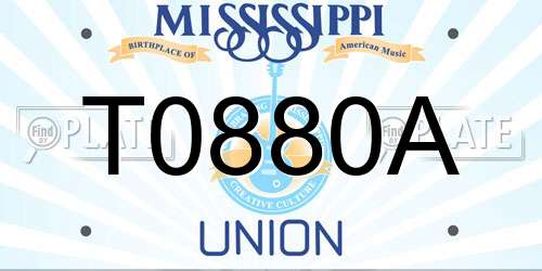 T0880A Mississippi License Plate