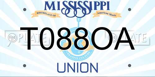 T088OA Mississippi License Plate