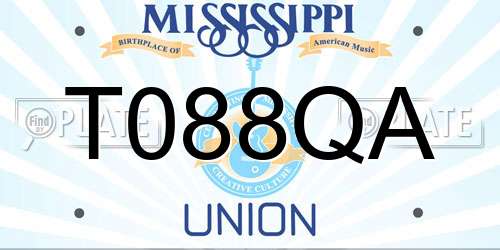 T088QA Mississippi License Plate