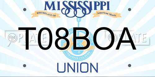 T08BOA Mississippi License Plate