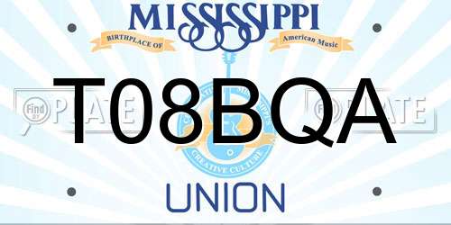 T08BQA Mississippi License Plate
