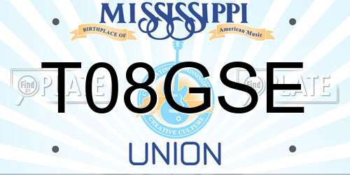 T08GSE Mississippi License Plate