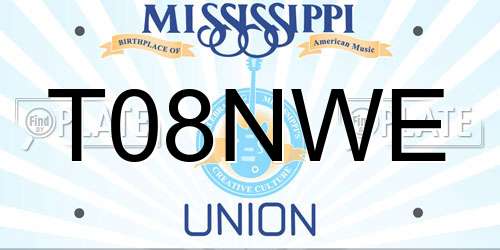 T08NWE Mississippi License Plate