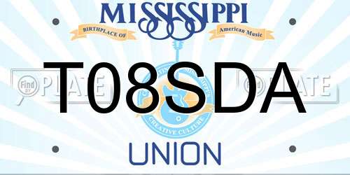 T08SDA Mississippi License Plate