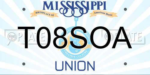 T08SOA Mississippi License Plate