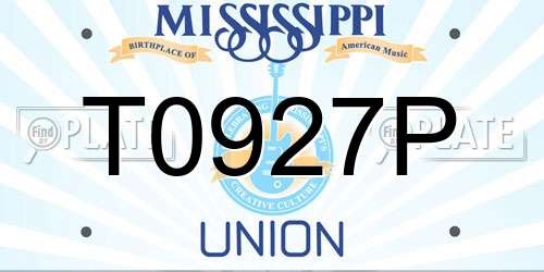T0927P Mississippi License Plate