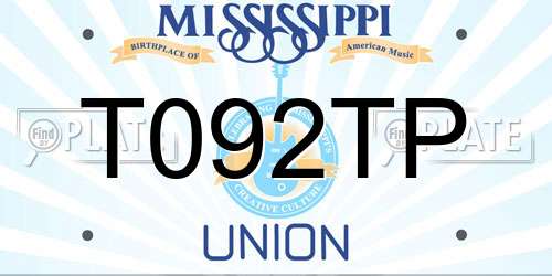 T092TP Mississippi License Plate
