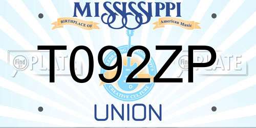 T092ZP Mississippi License Plate