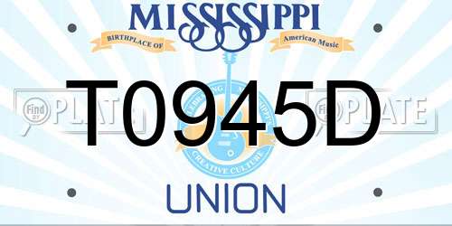 T0945D Mississippi License Plate