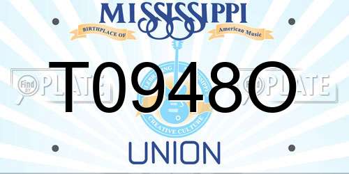T0948O Mississippi License Plate