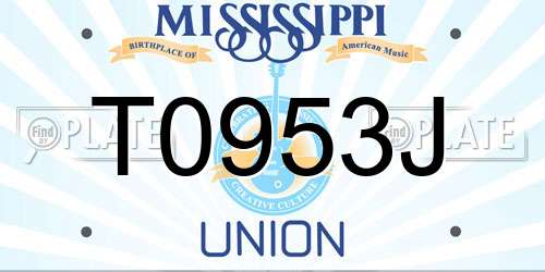 T0953J Mississippi License Plate