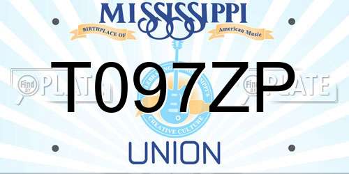 T097ZP Mississippi License Plate