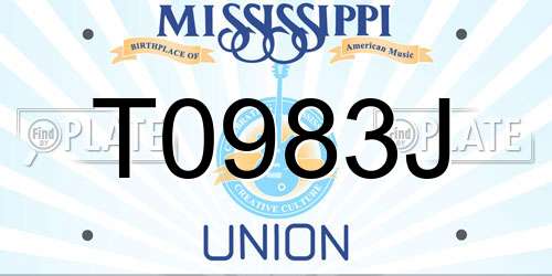 T0983J Mississippi License Plate