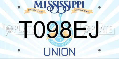 T098EJ Mississippi License Plate
