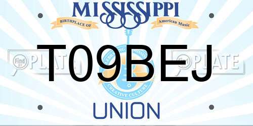 T09BEJ Mississippi License Plate