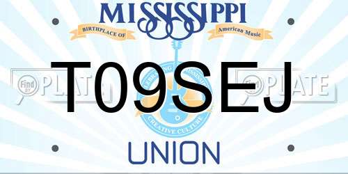 T09SEJ Mississippi License Plate