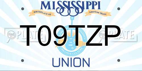 T09TZP Mississippi License Plate