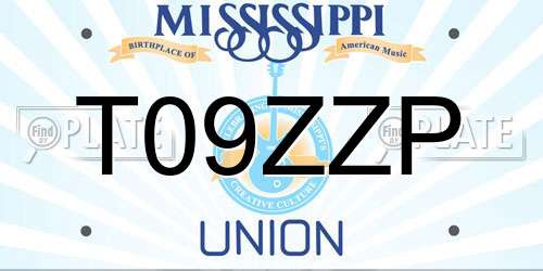 T09ZZP Mississippi License Plate