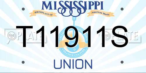T11911S Mississippi License Plate