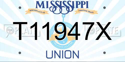 T11947X Mississippi License Plate