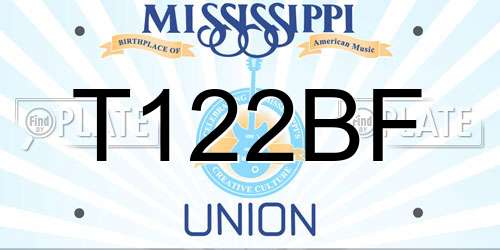 T122BF Mississippi License Plate