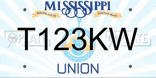 T123KW Mississippi License Plate