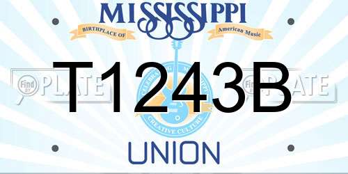 T1243B Mississippi License Plate