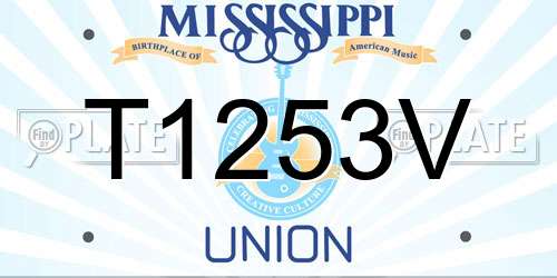 T1253V Mississippi License Plate
