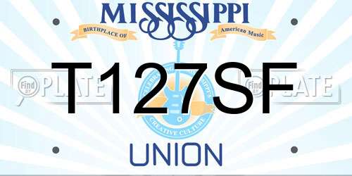 T127SF Mississippi License Plate