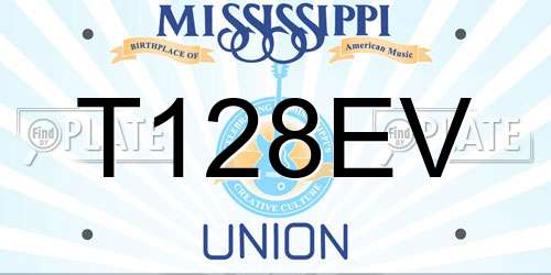 T128EV Mississippi License Plate