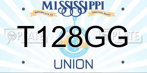 T128GG Mississippi License Plate