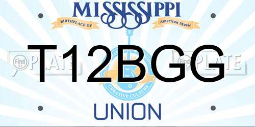 T12BGG Mississippi License Plate