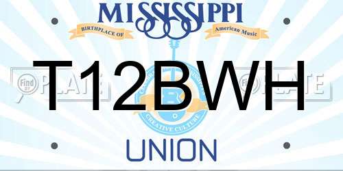 T12BWH Mississippi License Plate