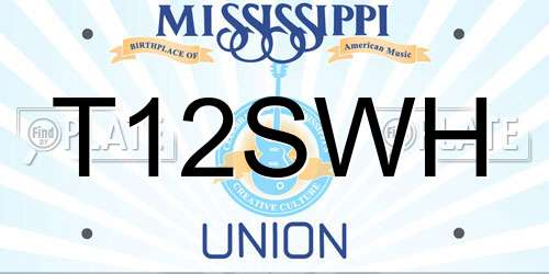 T12SWH Mississippi License Plate