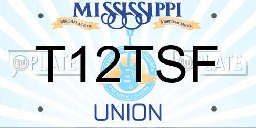 T12TSF Mississippi License Plate