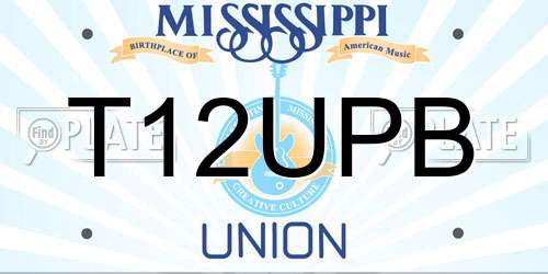 T12UPB Mississippi License Plate