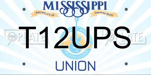 T12UPS Mississippi License Plate