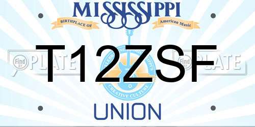 T12ZSF Mississippi License Plate