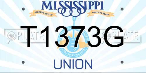 T1373G Mississippi License Plate