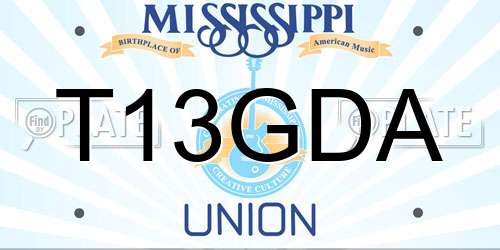 T13GDA Mississippi License Plate