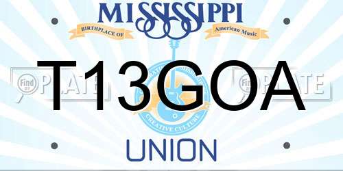 T13GOA Mississippi License Plate