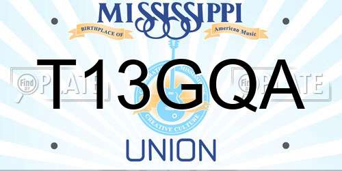 T13GQA Mississippi License Plate