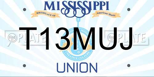 T13MUJ Mississippi License Plate